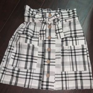 button up bow plaid skirt